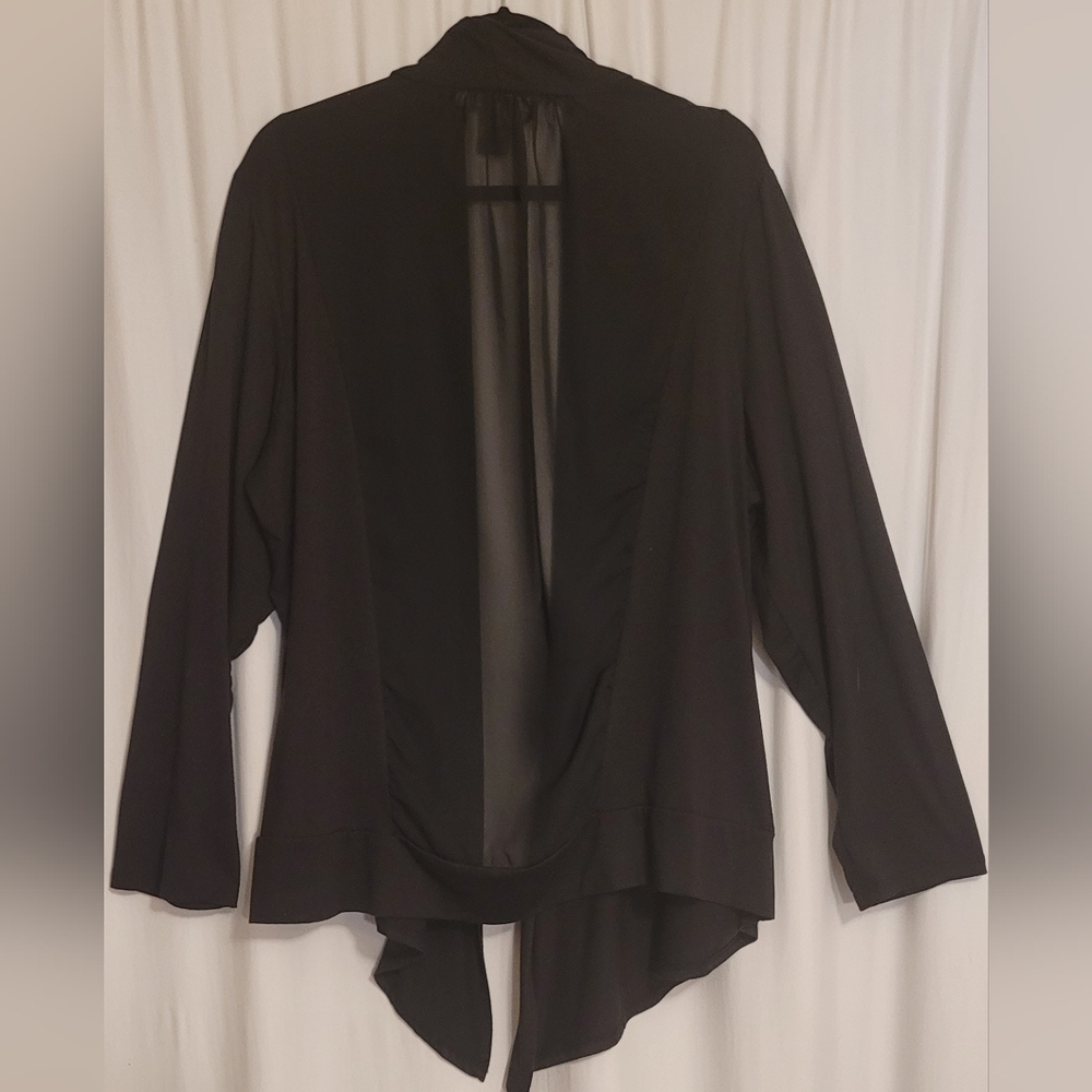 Ashley Stewart Open Cardigan Black w/Sheer back 2X